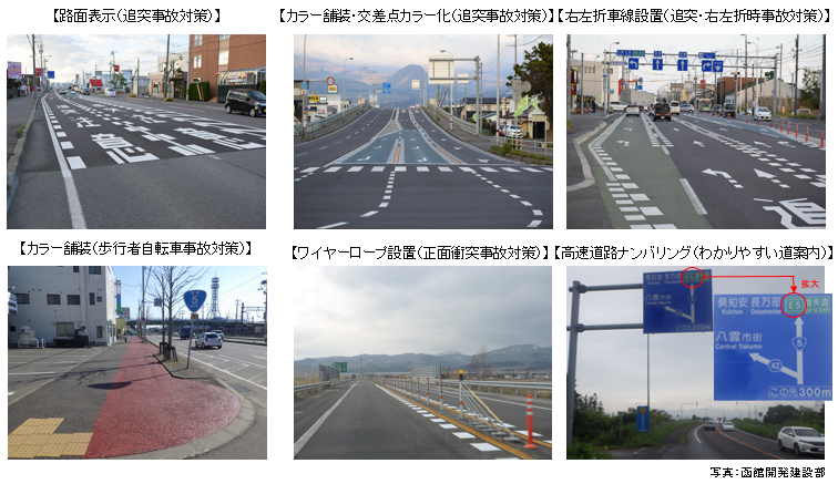 交通安全対策の路面標示やカラー舗装の写真