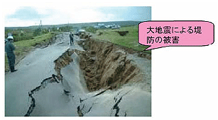 大地震による堤防の被害