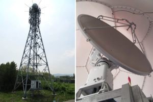 レーダ観測局外観　・　レドーム内部