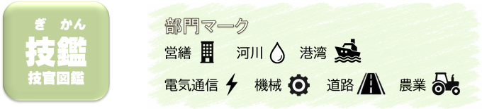 技官図鑑アイコンと部門マーク