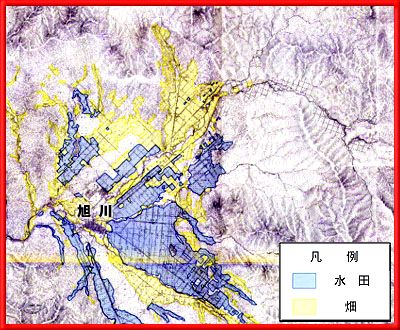 黎明期（明治43～44年）の石狩川流域（旭川周辺）