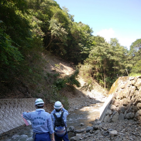 7月30日　砂防班が球磨村において被災状況を調査