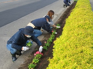 二風谷ダム　花植え参加