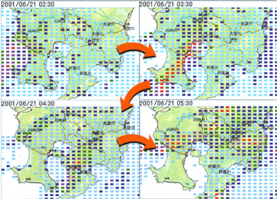 レーダ雨量図(履歴)