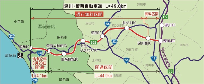 深川・留萌自動車道の事業概要図