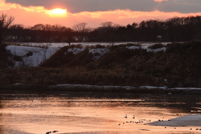 古丹別川夕景（苫前町香川）