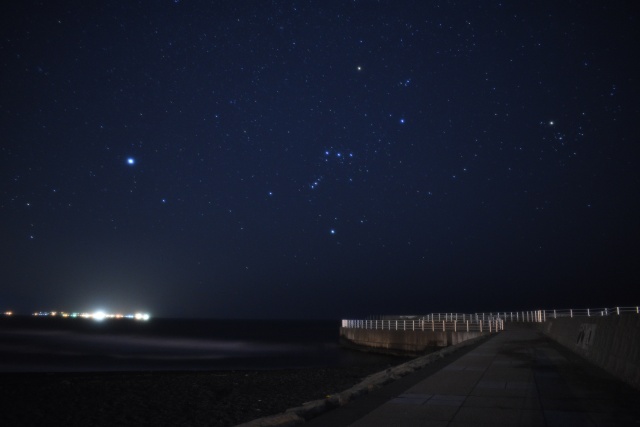 シリウスとオリオン座（留萌市ゴールデンビーチ）