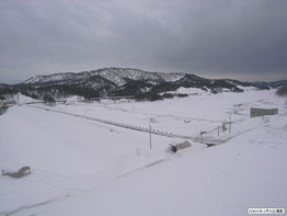 湛水開始当日のダムの状況です。(3月6日9:00　気温－0.3　積雪156cm)