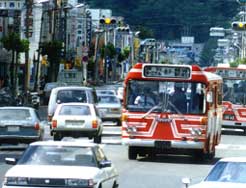 芦別駅前の渋滞している様子