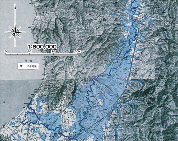 昭和7年　幾春別川の浸水実績図