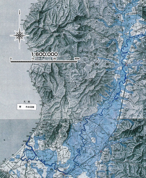 昭和7年　石狩川の浸水実績図