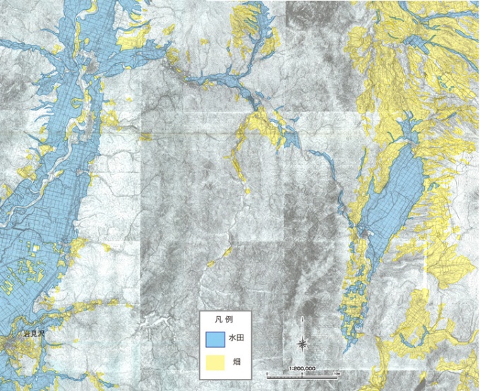進展期（昭和42～47年）の空知川流域の土地利用  