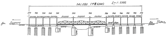 雁来橋の側面図