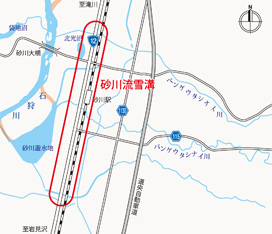 JR砂川駅と国道12号周辺