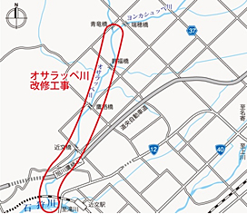 鷹栖町13線9号付近から石狩川合流点付近