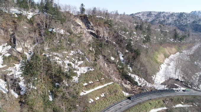 現地作業状況（ドローンによる空撮）