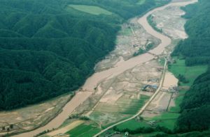 日高支庁厚別川における洪水被害