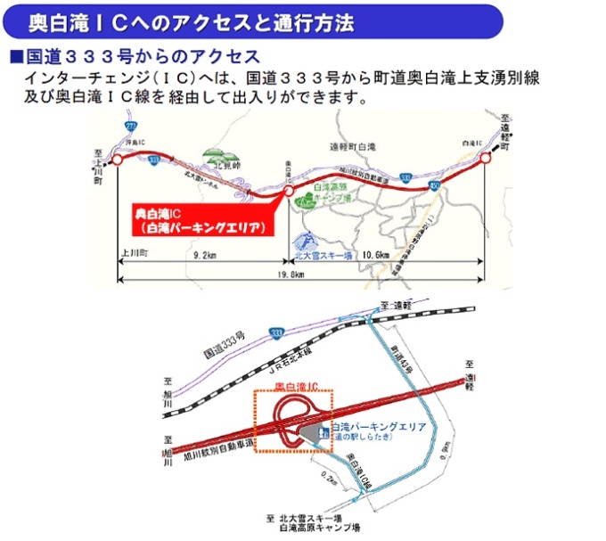 奥白滝ICへのアクセスと通行方法