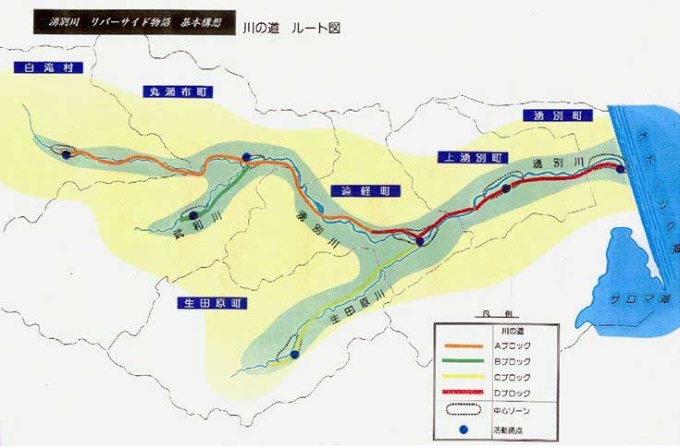 湧別川リバーサイド物語　基本構想　川の道　ルート図