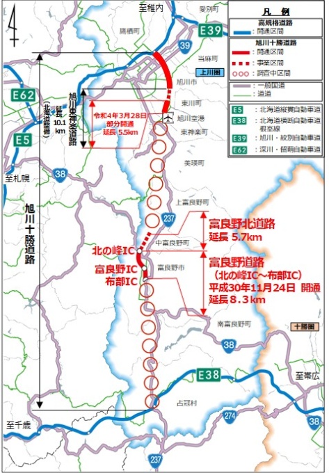 旭川十勝道路平面図