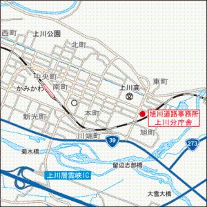 上川分庁舎所在地 地図