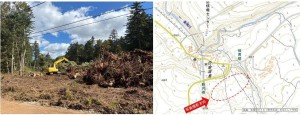 白金温泉地区の導流堤設置のため、樹木伐採を進めています。