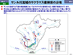 サンル川流域のサクラマス産卵床の分布図