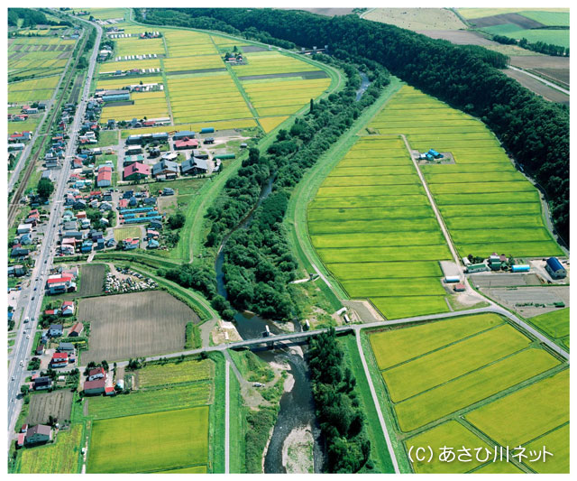 ▲辺別川～旭岡橋上流を望む 