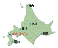 美利河ダムの地図