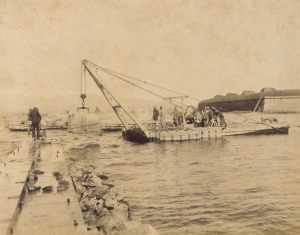 船入澗防波堤施工状況（M30.10.1）の写真