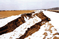 平成5年1月の釧路沖地震による堤防被害状況