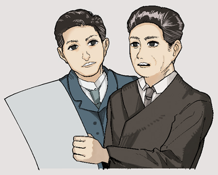 廣井勇と岡崎文吉のイラスト