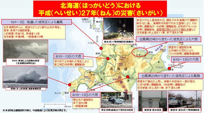 北海道における平成27年の災害