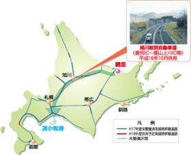 旭川紋別自動車道の整備による網走市～苫小牧港間の所要時間の変化