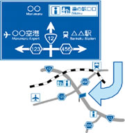 ピクトグラムを活用した車両用案内標識のイメージ