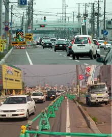 工事に伴う車線規制と状況写真