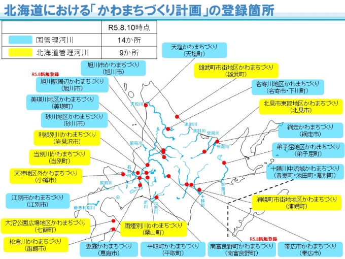北海道におけるかわまちづくり計画登録箇所