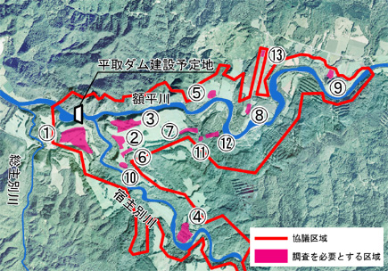 図－1　試掘調査の必要があるとされた13区域（平成17年6月現在）