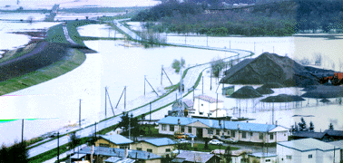 茂岩市街地の内水氾濫茂岩市街地の内水氾濫