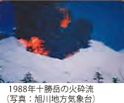 1988年十勝岳の火砕流(写真：旭川地方気象台)