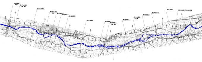 戸蔦別川床固工群　全体平面図