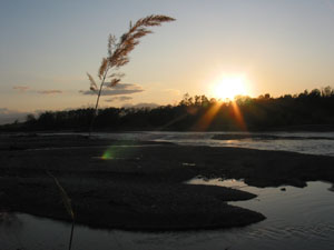 札内川夕景　第二大川橋付近