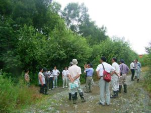 画像[愛国大橋(右岸)で河畔林の生育状況を見学]