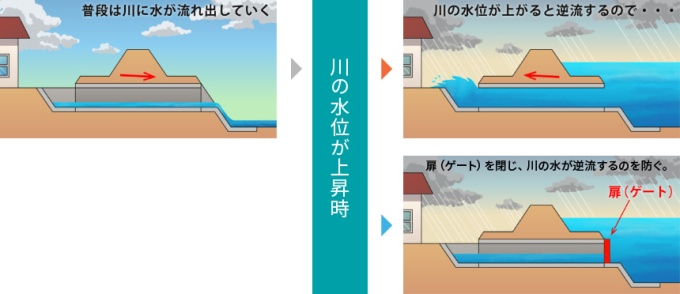 川の逆流を防ぐ