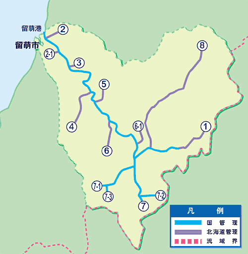 留萌川流域図