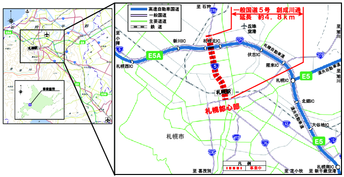 一般国道5号創成川通マップ