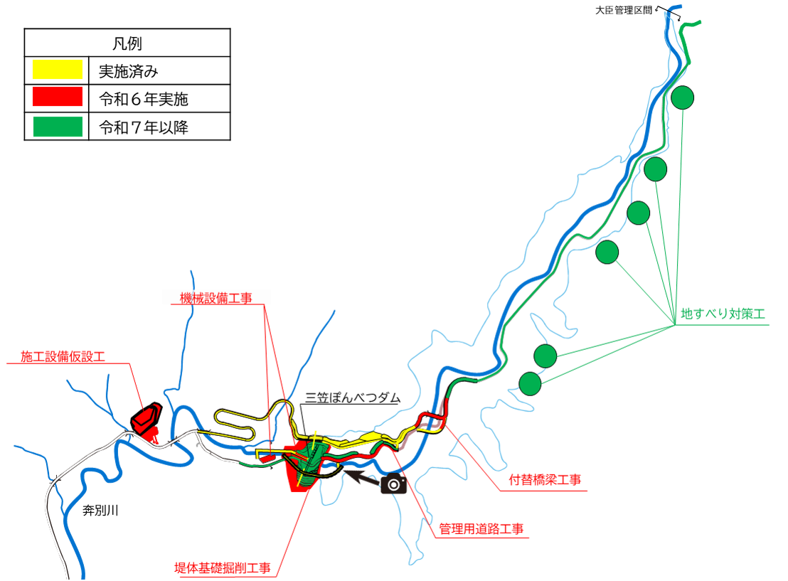 三笠ぽんべつダム工事状況図