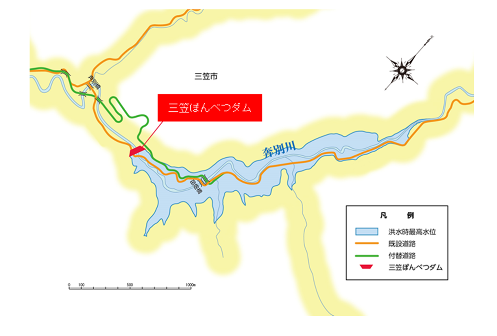 三笠ぽんべつダムダム湖地図