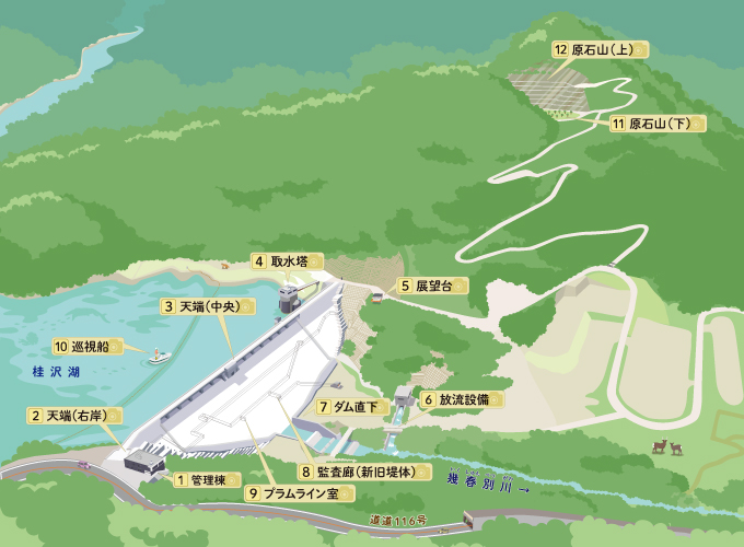新桂沢ダム360度画像撮影箇所図