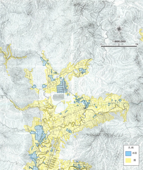 黎明期（明治43年頃）の雨竜川流域の土地利用